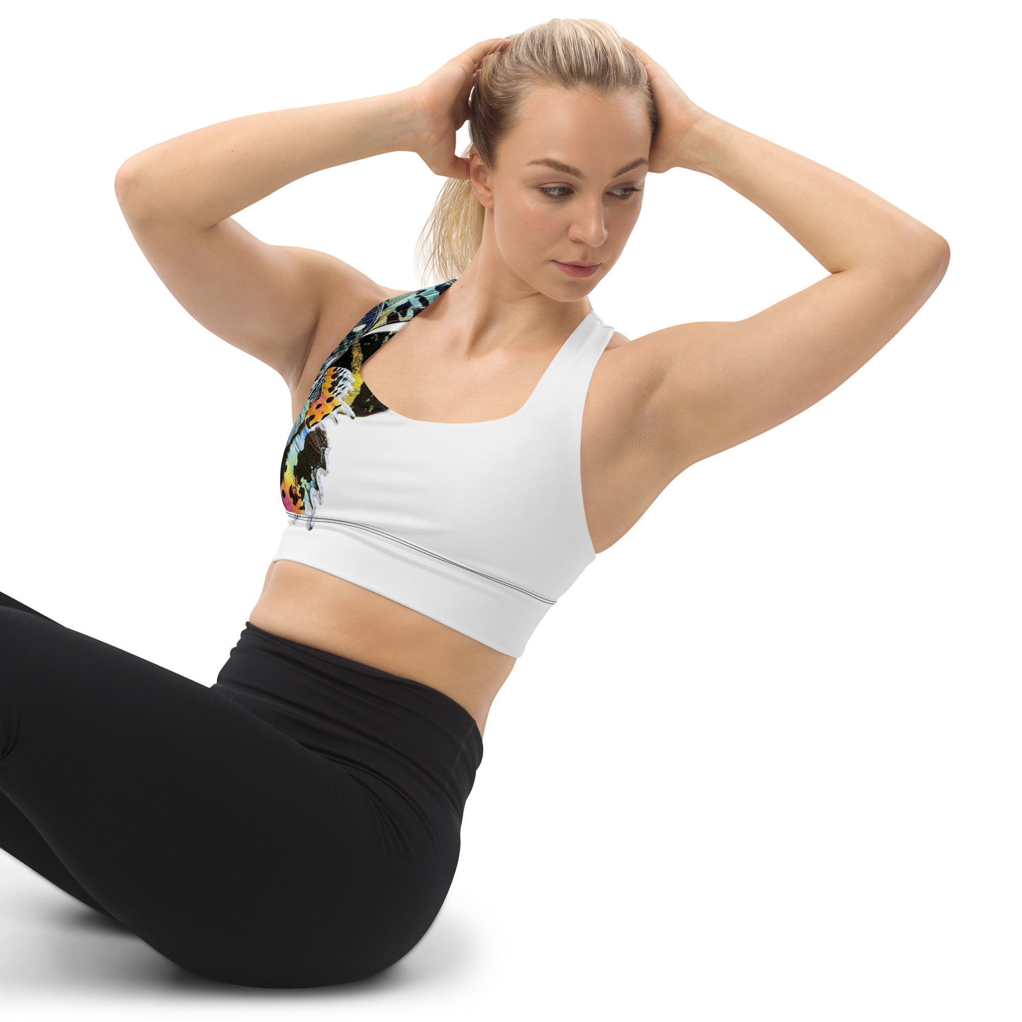 Eco-Friendly Shoulder Print Longline Sports Bra – Sustainable, Breathable, and Stylish - Image 2