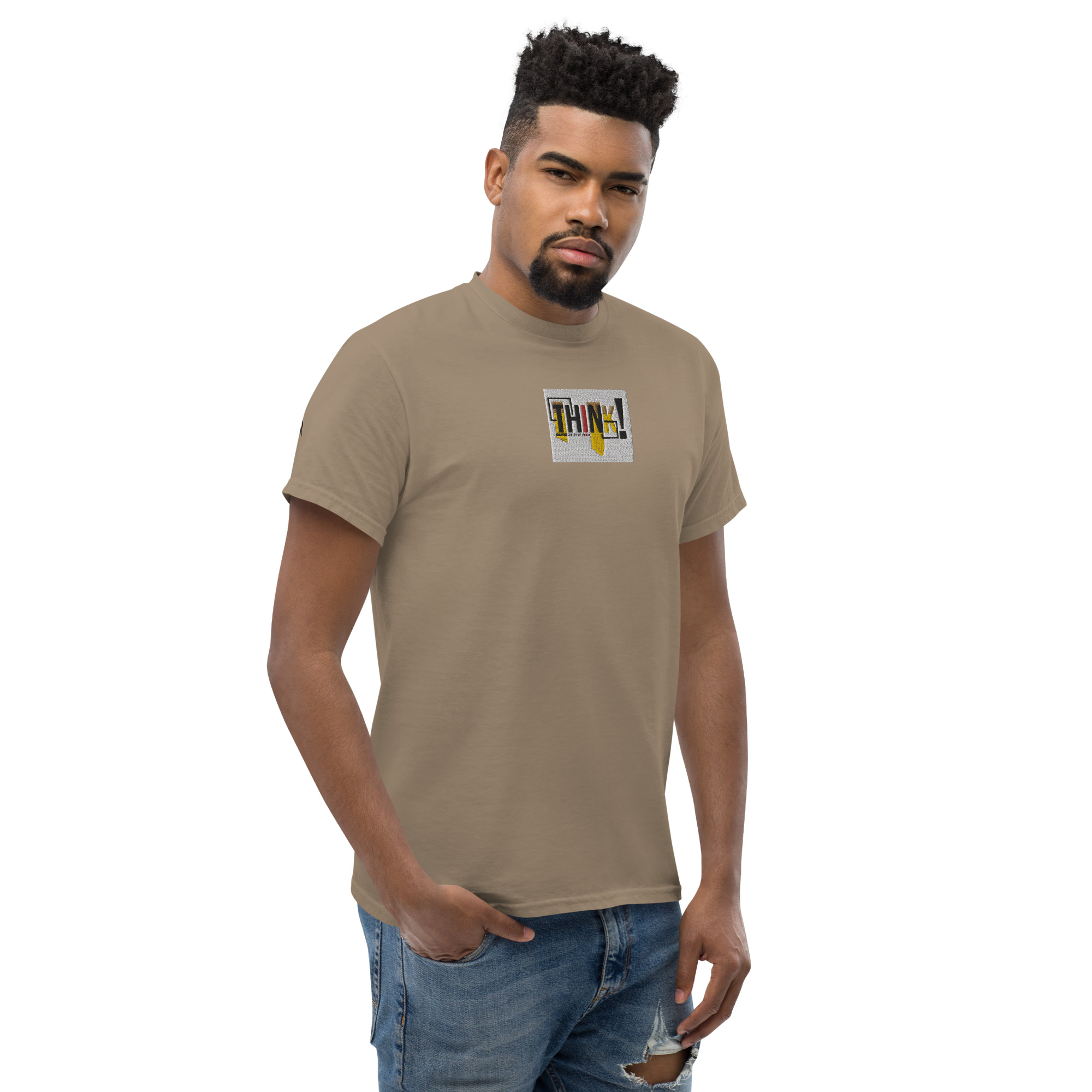 Think Outside The Box Embroidery Unisex Classic T-Shirt - Image 32