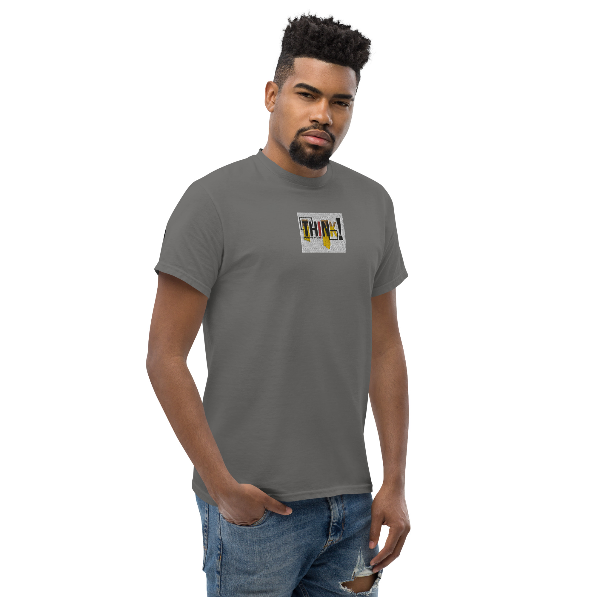 Think Outside The Box Embroidery Unisex Classic T-Shirt - Image 17