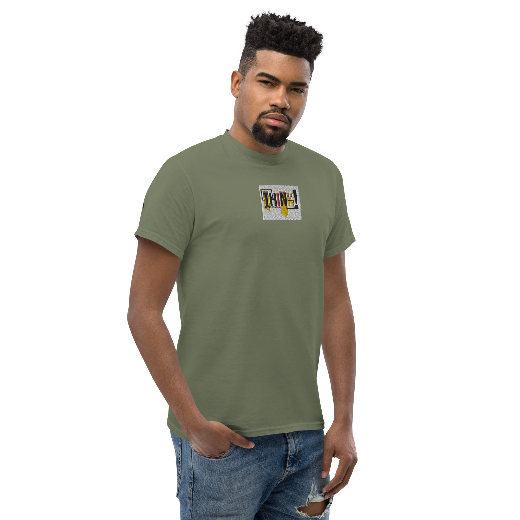Think Outside The Box Embroidery Unisex Classic T-Shirt - Image 22