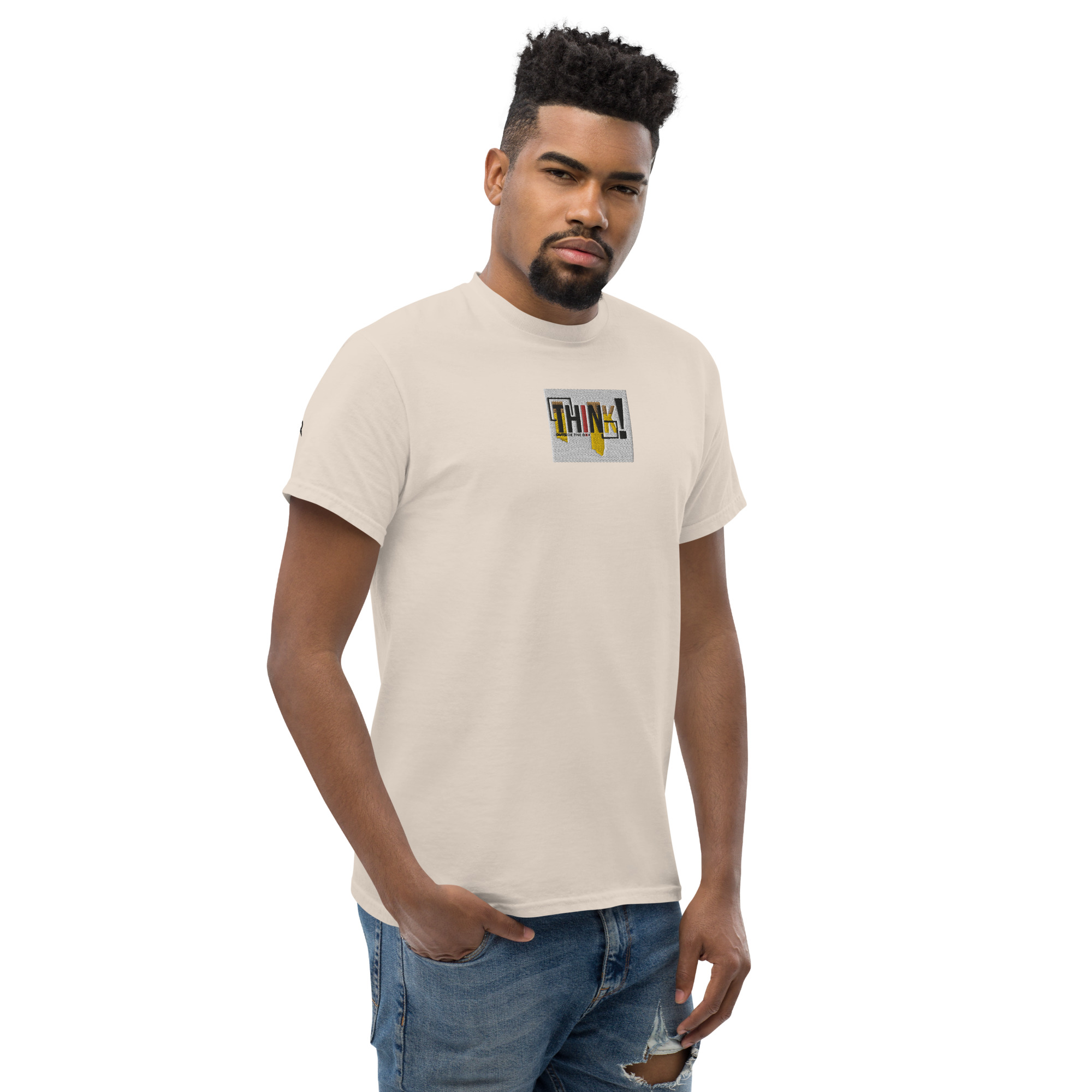 Think Outside The Box Embroidery Unisex Classic T-Shirt - Image 44