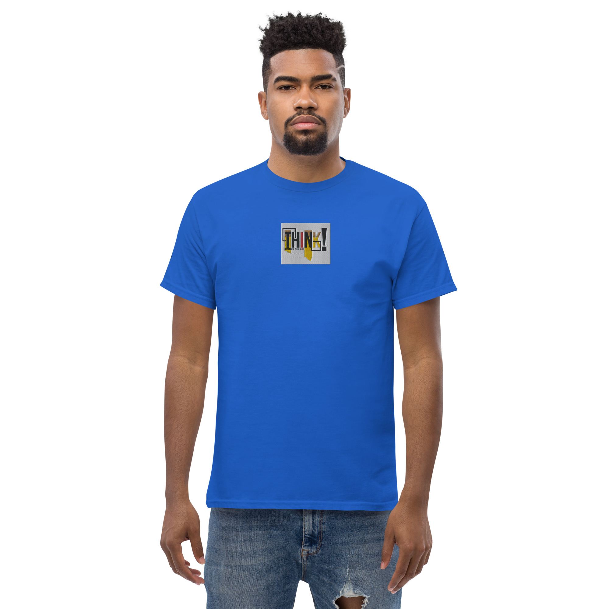 Think Outside The Box Embroidery Unisex Classic T-Shirt - Image 8