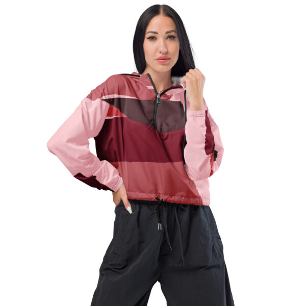 Abstract Colours Print Women's Cropped Windbreaker Front View