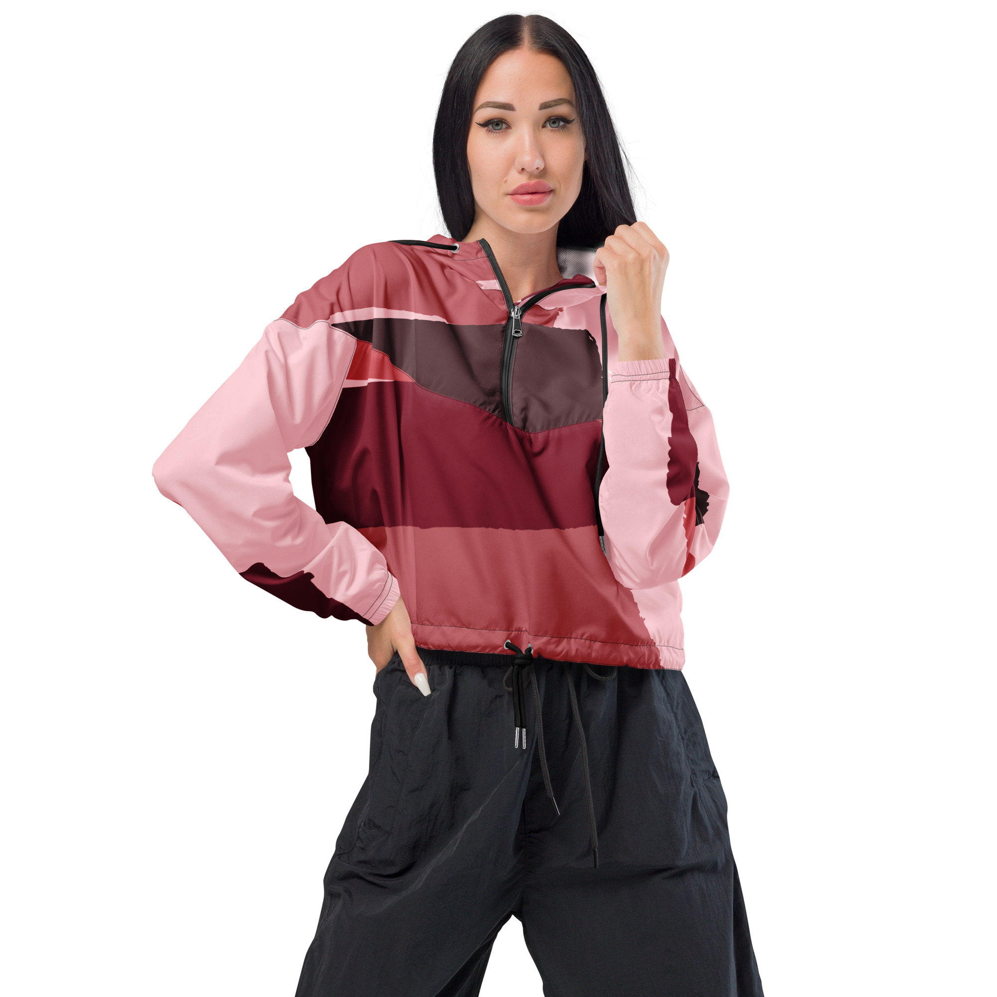 Abstract Colours Print Women’s Cropped Windbreaker – Stylish, Lightweight, Water-Resistant